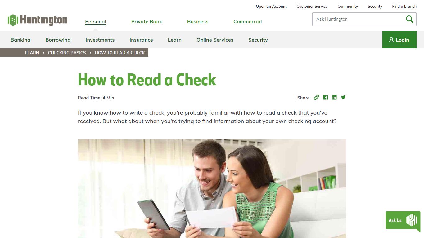 How to Read a Check | Huntington Bank