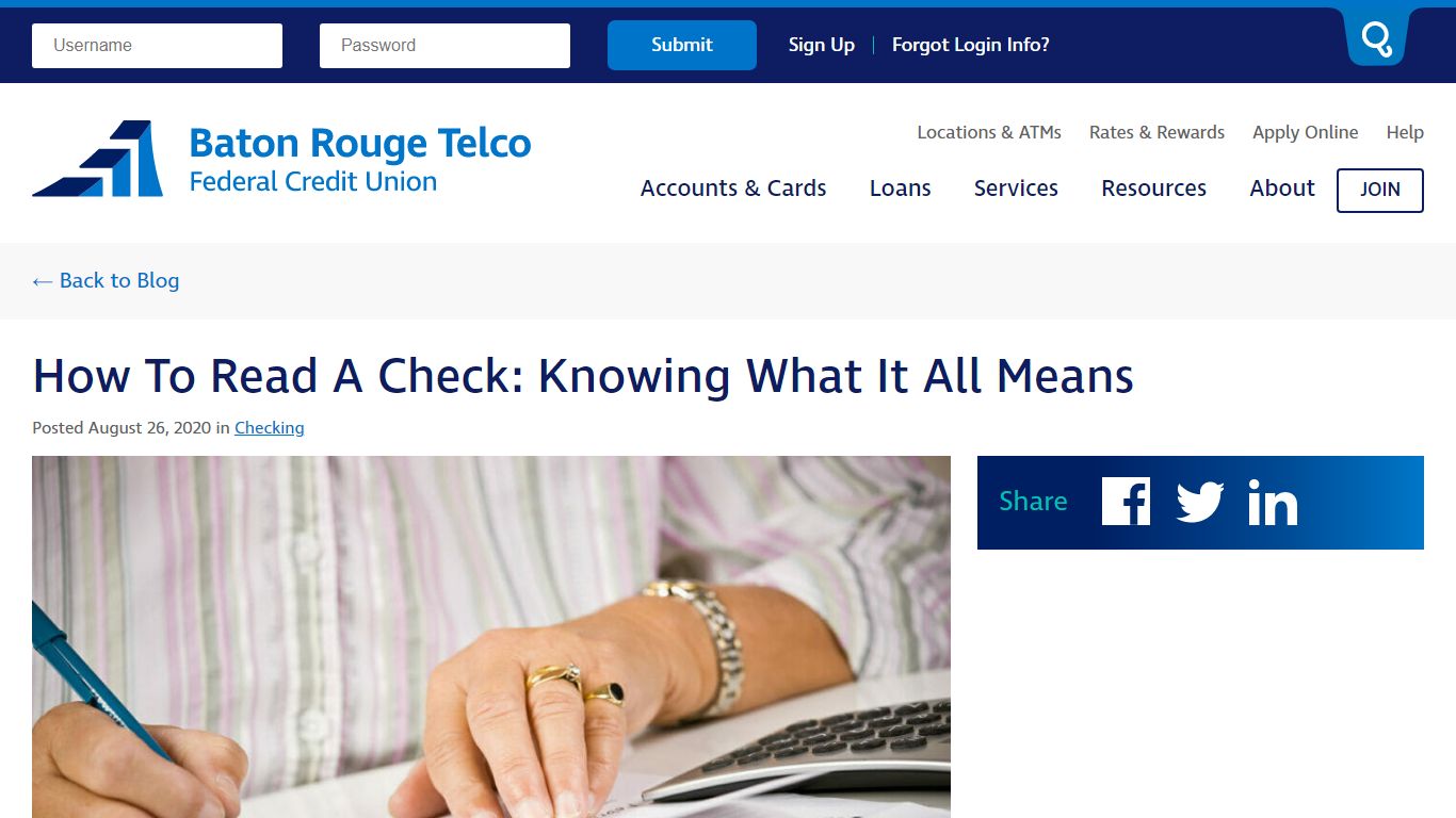 How To Read A Check: Knowing What It All Means - Baton Rouge Telco ...
